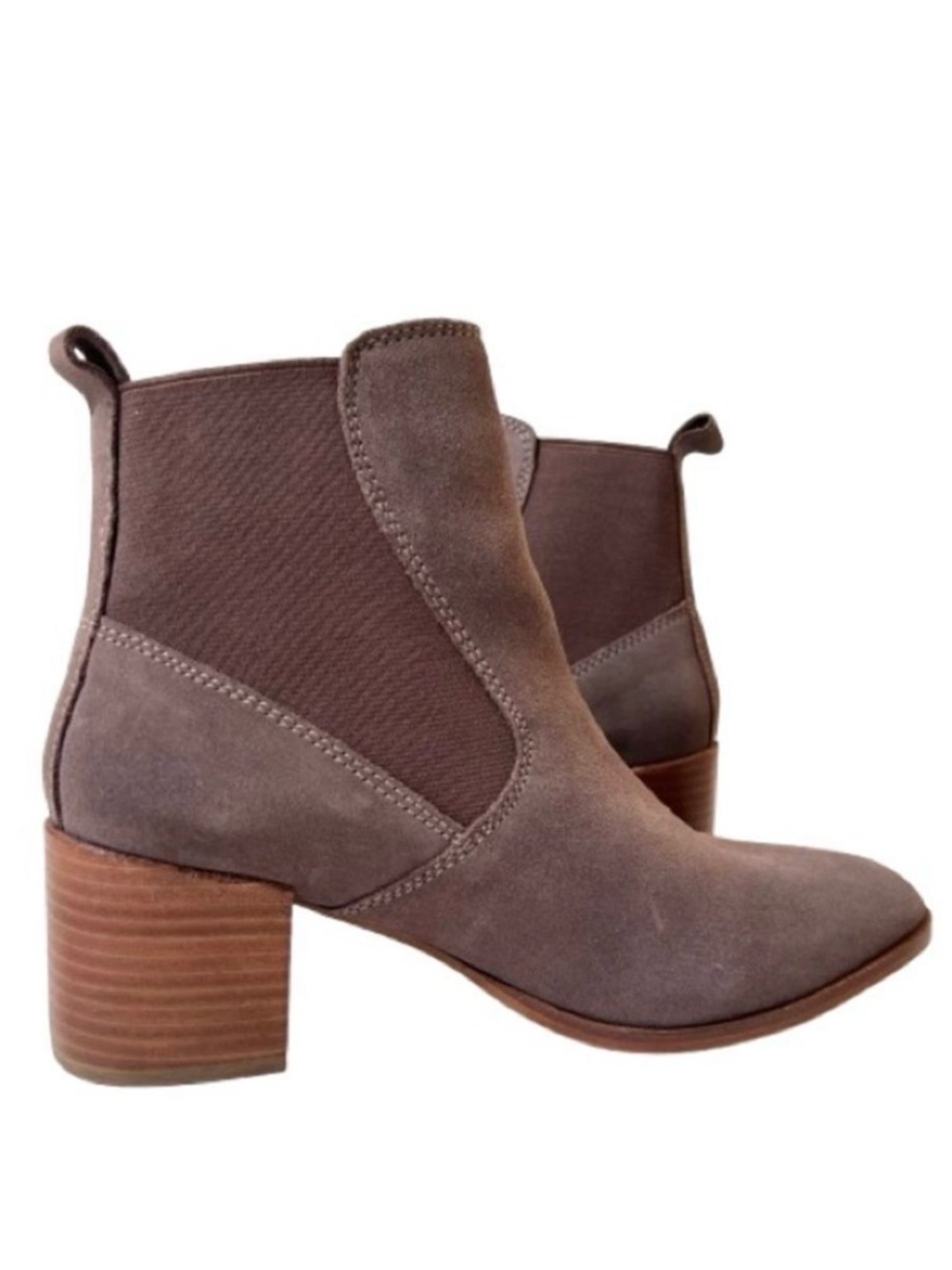 Kiomi Taupe Mocha Tan Pull On Block Heel Suede Ankle Boots Bootie EUR 37/US 6.5